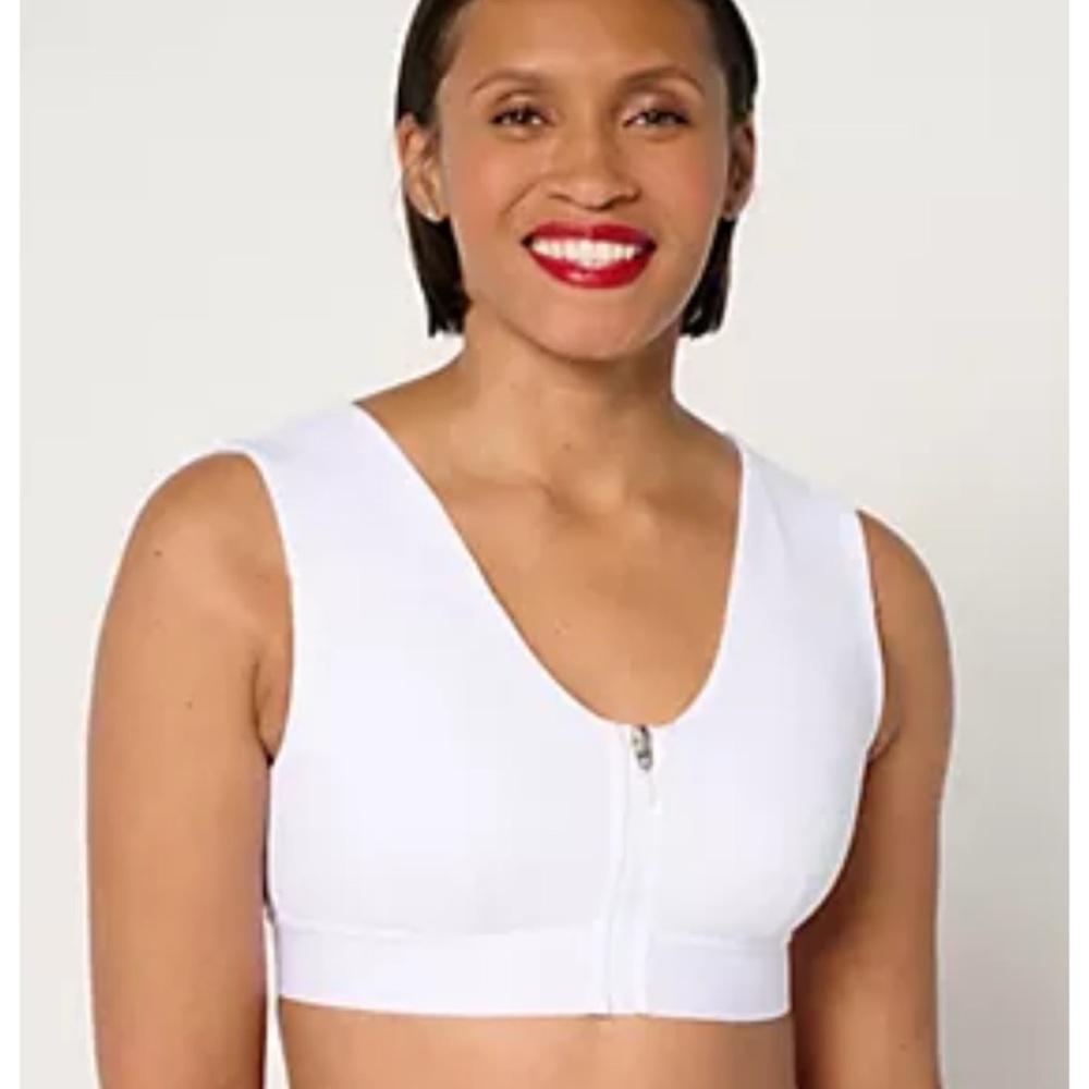 Tommie Copper White Shoulder Support Front Zip Bra Women’s Size XL
